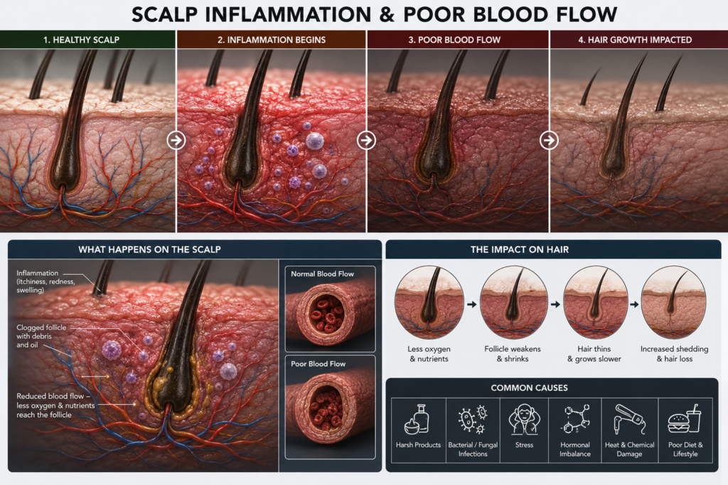 Scalp Inflammation and Blood Flow Infographic